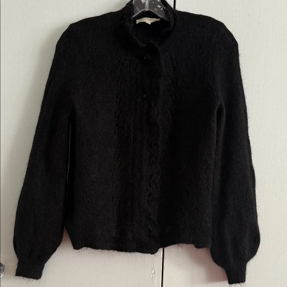 Sézane Angie Balloon Sleeve Button Front Cardigan Sweater Wool Kid Mohair Sz M - Picture 6 of 14